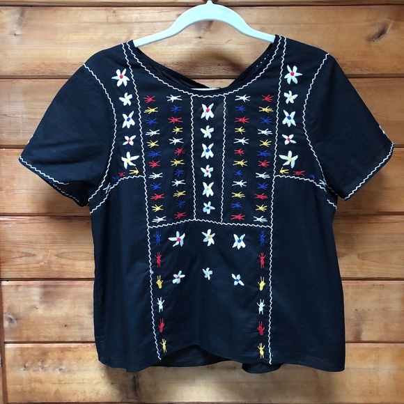 Madewell Tops - Madewell |  Black embroidered Top sz.L